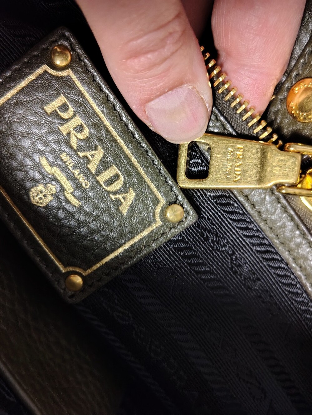 Prada Olive Green Leather Crossbody Bag - Picture 16 of 16